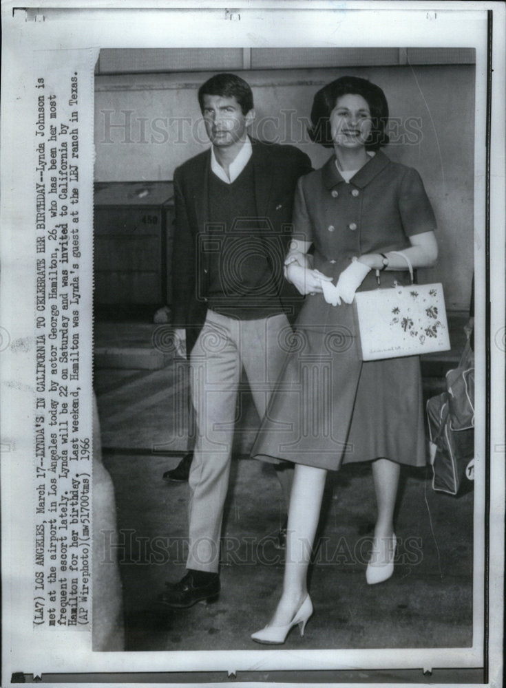 1966 Press Photo Lynda Johnson Actor George Hamilton - Historic Images