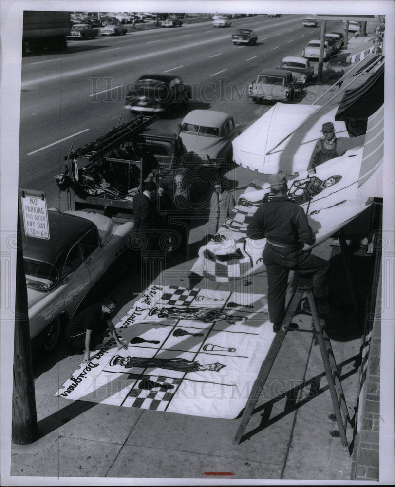 1957 Press Photo Awning/Construction/Michigan - Historic Images