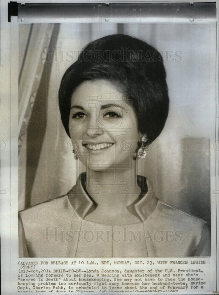 1967 Press Photo Lynda Johnson Charles Robb Wedding - Historic Images