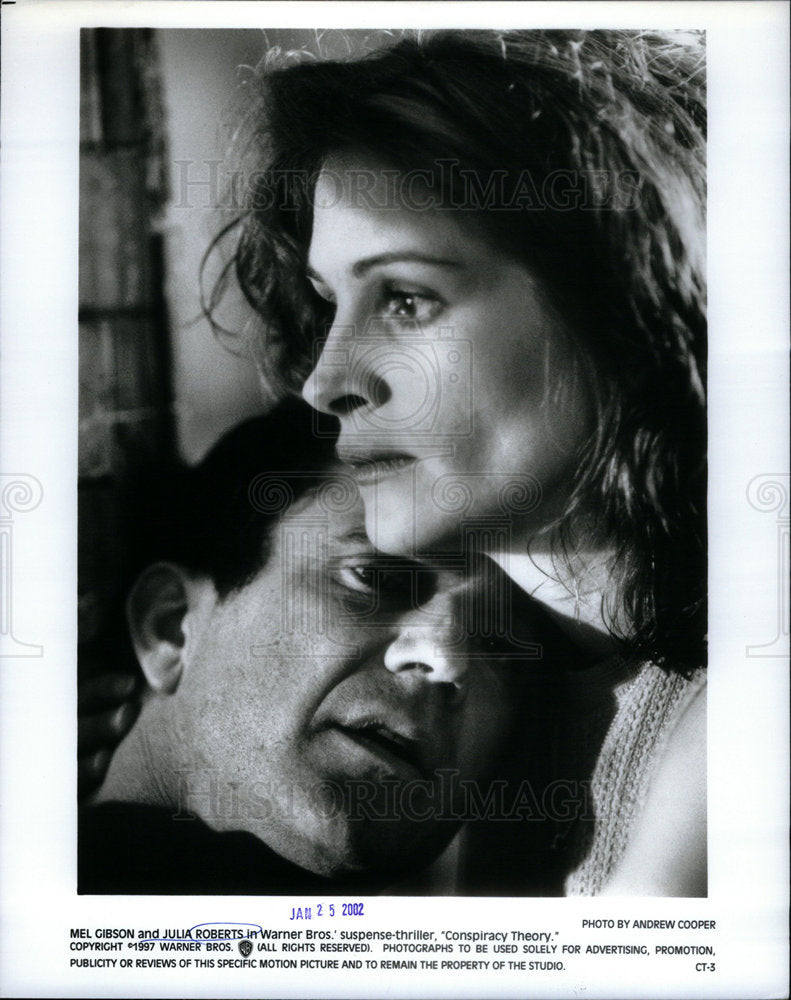 2002 Press Photo Mel Gibson Julia Roberts Conspiracy - Historic Images