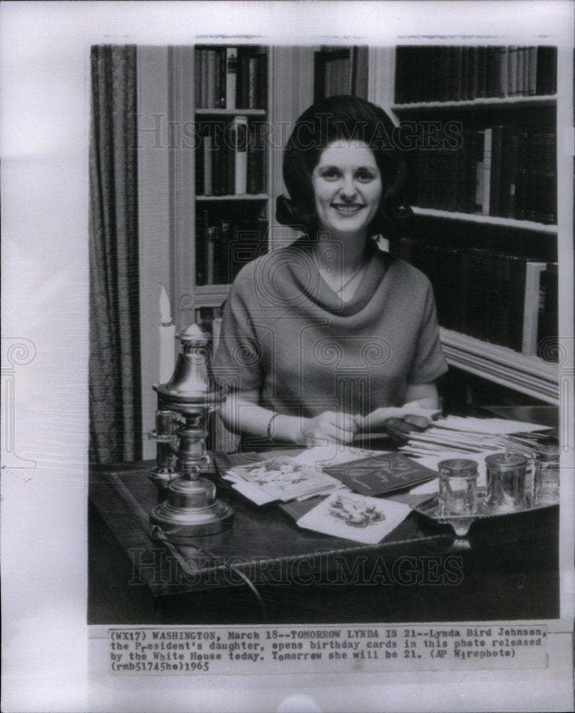 1965 Press Photo Lynda Bird Johnson 21st Birthday - Historic Images