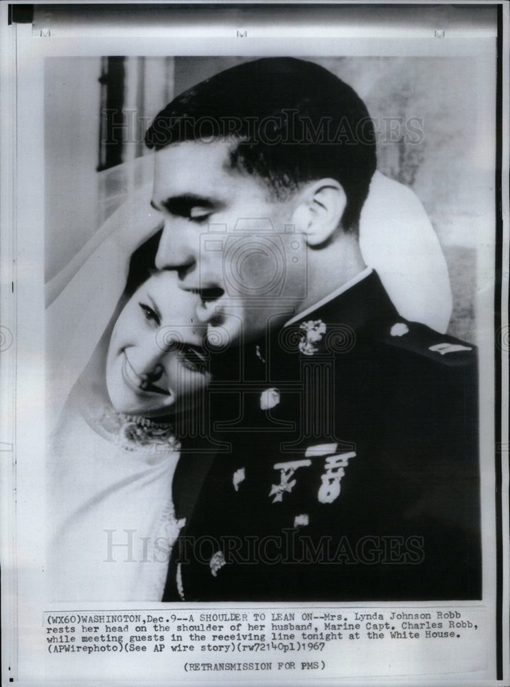 1967 Press Photo Lynda Johnson Charles Robb Wedding - Historic Images