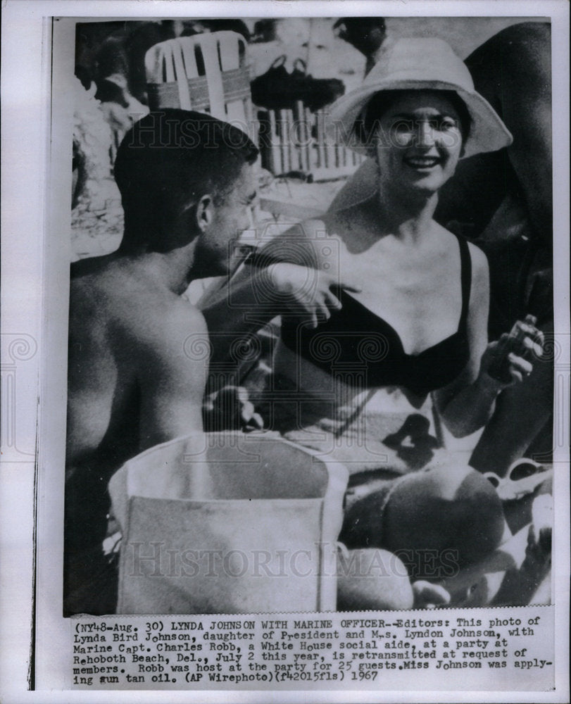 1967 Press Photo Lynda Bird Johnson Charles Robb - Historic Images