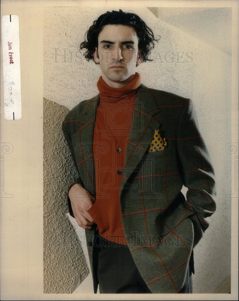 1989 Press Photo Men Fashion Clothing Jacket Cardigan - Historic Images