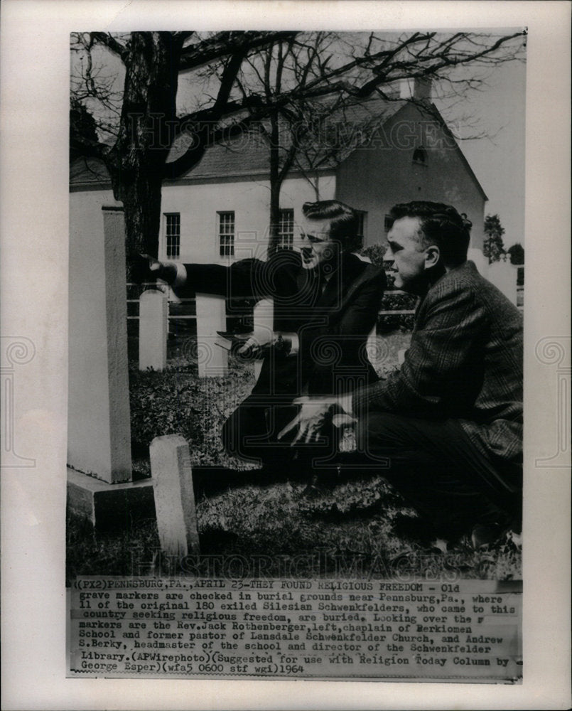 1964 Press Photo Cemetary Gravestones Pennsburg PA - Historic Images