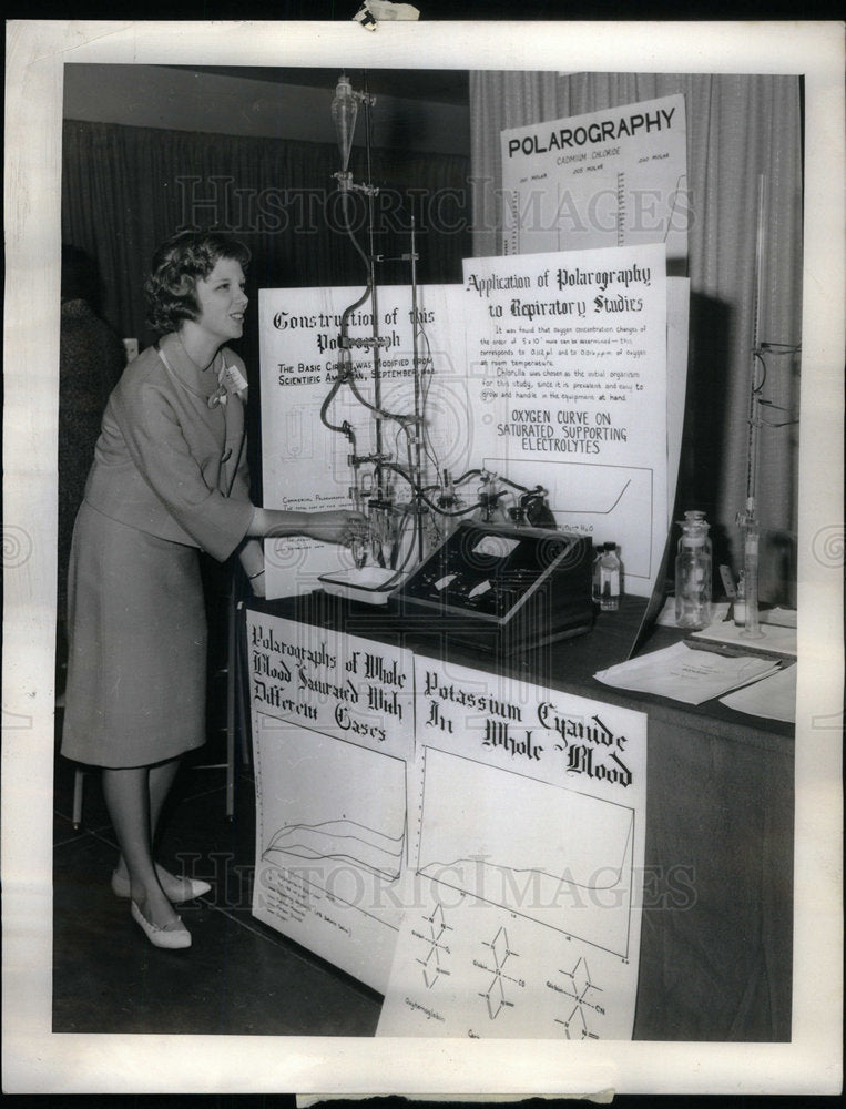 1963 Press Photo Elaine Peters Science Fair Student - Historic Images