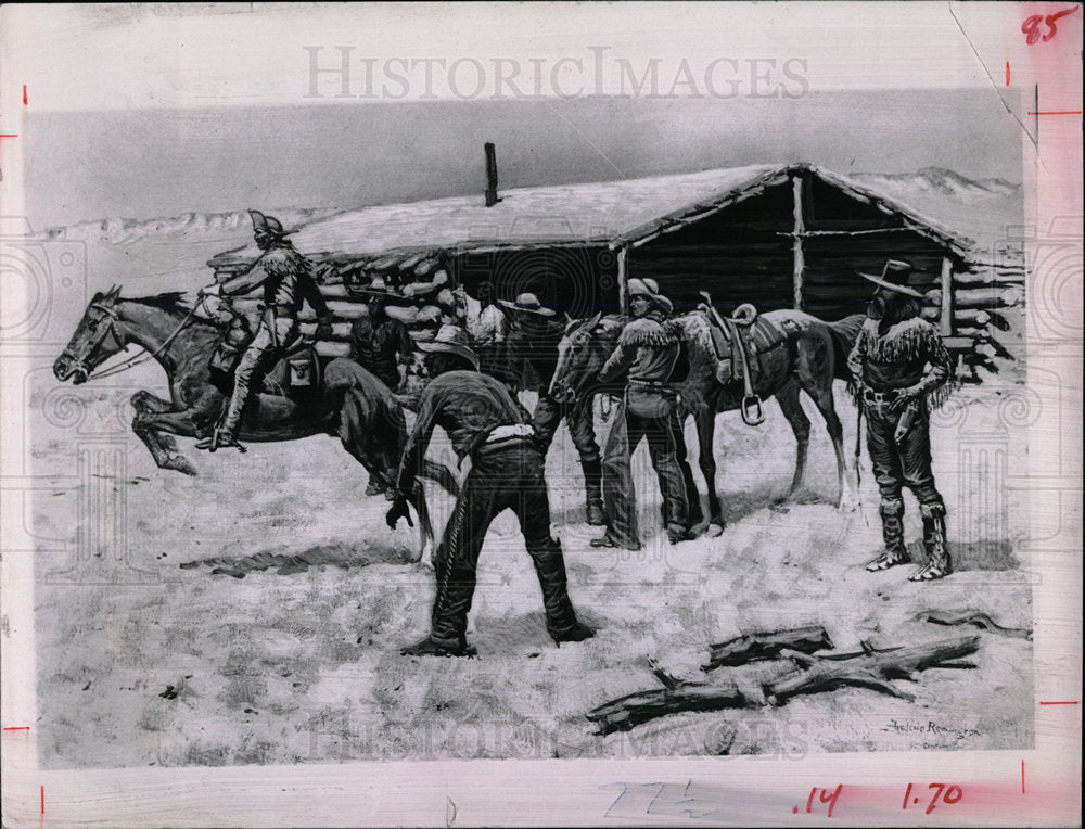 1960 Press Photo Pony Express Painting F. Remington - Historic Images