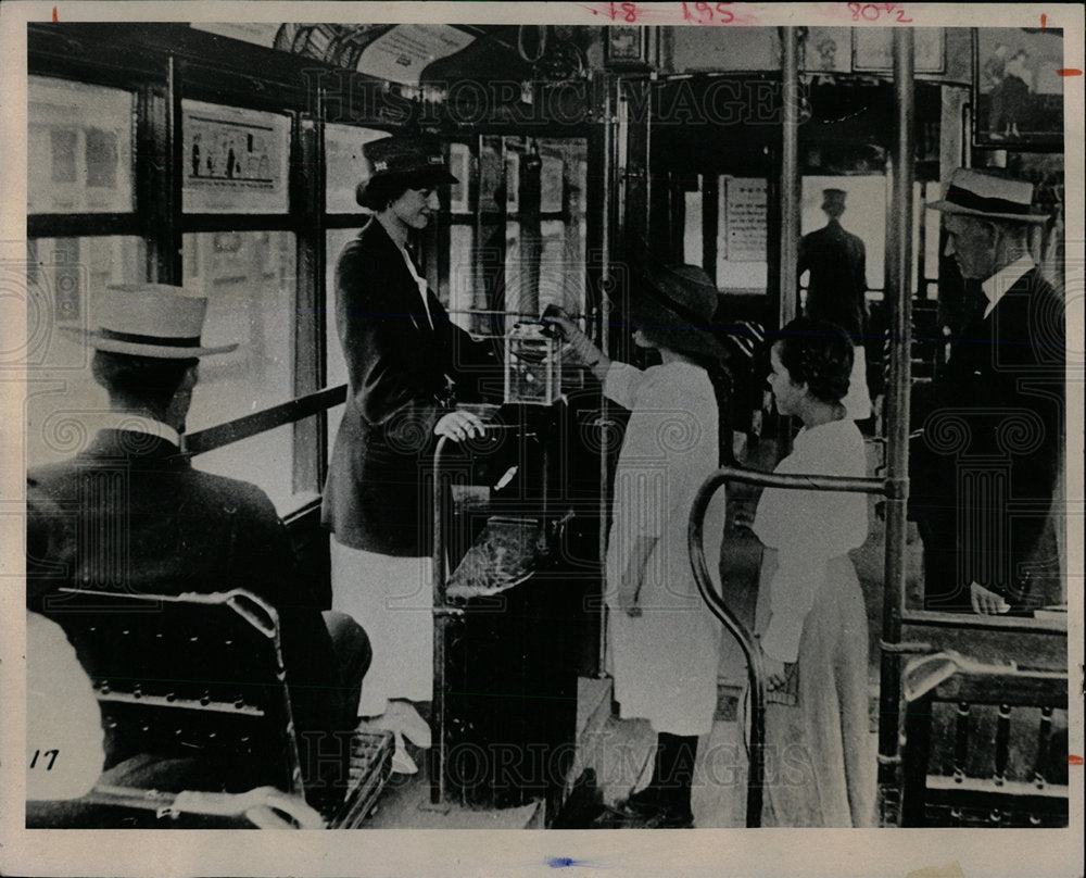 1974 Press Photo Woman trolley operator transit system - Historic Images