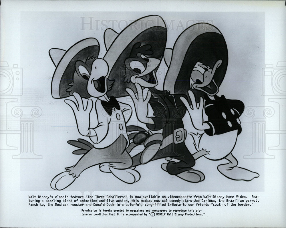 1982 Press Photo Walt Disney The Three Caballeros - Historic Images