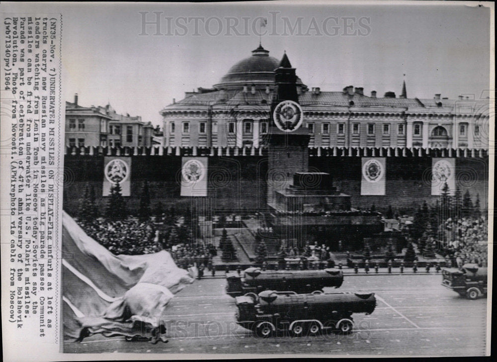 1964 Press Photo Russian Navy Missiles Moscow - Historic Images