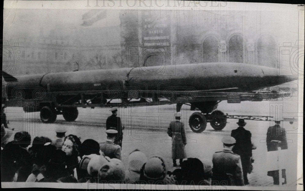 1957 Press Photo Russian Rocket Missiles Parade - Historic Images