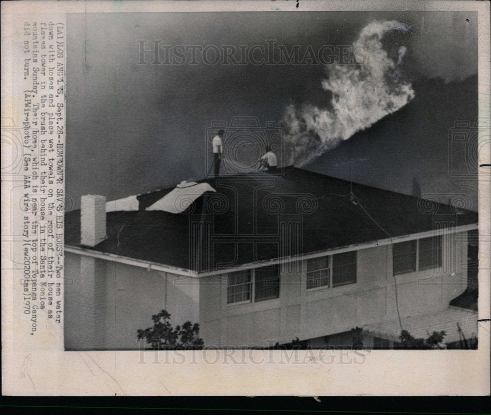 1970 Press Photo Fire Brush Santa Monica Mountains - Historic Images