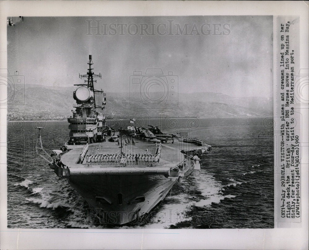 1960 Press Photo British Carrier HMS Hermes in Sicily - Historic Images