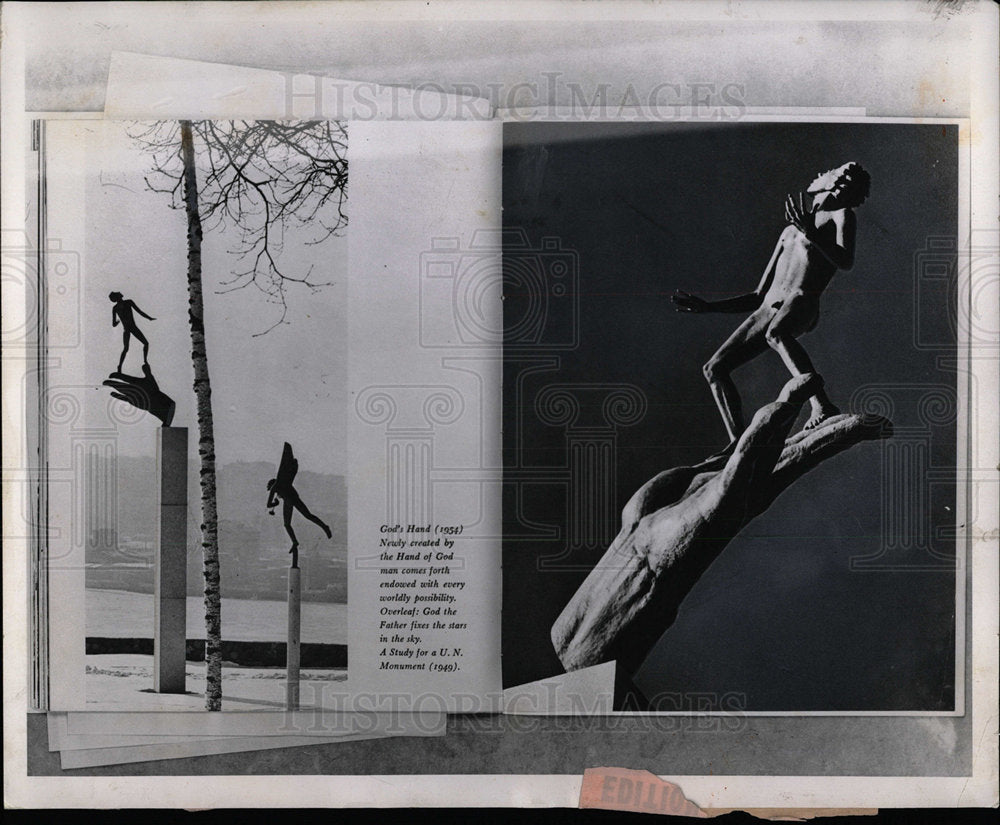 1961 Press Photo The tall column picturing man God - Historic Images