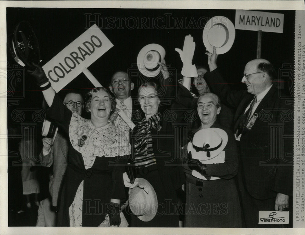 1936 Press Photo Colorado delegation convetion floor - Historic Images