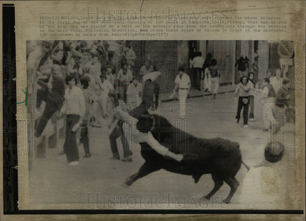 1972 Press Photo Forty Injured In Running Of The Bulls - Historic Images