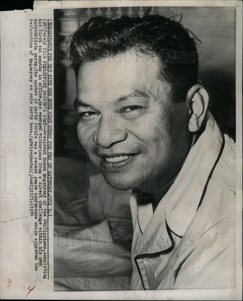 1954 Press Photo Ramon Magsaysay Philippines - Historic Images