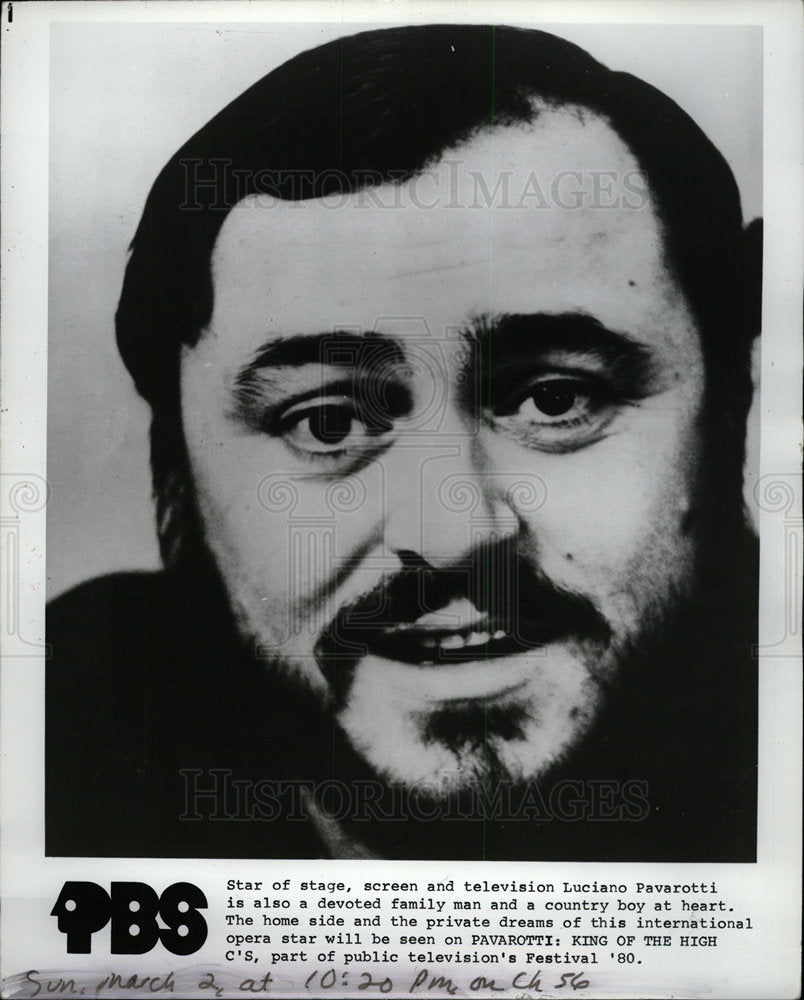 1980 Press Photo Luciano Pavarotti (Singer) - Historic Images