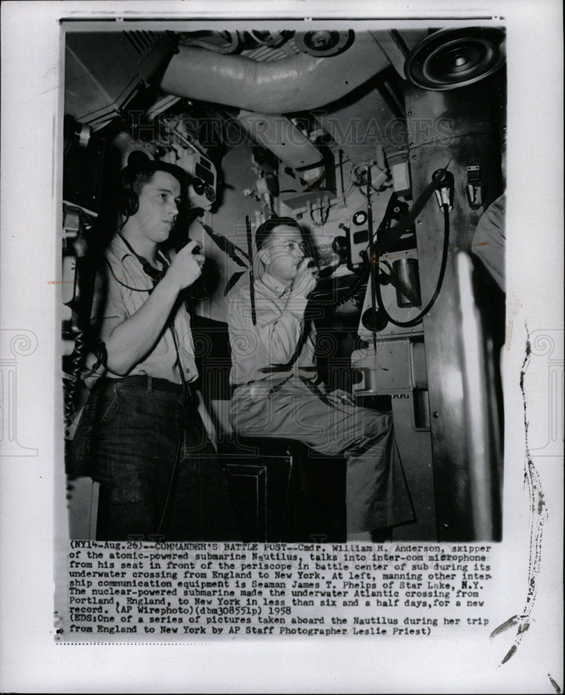 1958 Press Photo William H. Anderson Nautilus Submarine - Historic Images