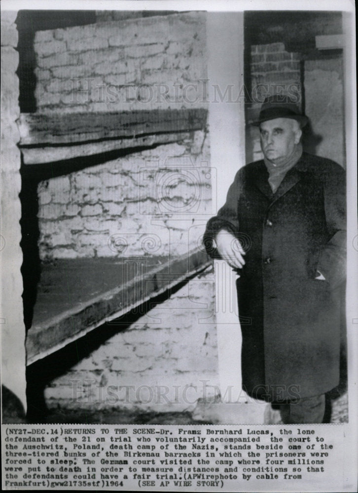 1964 Press Photo Dr. Franz Bernhard Lucas Testifies - Historic Images