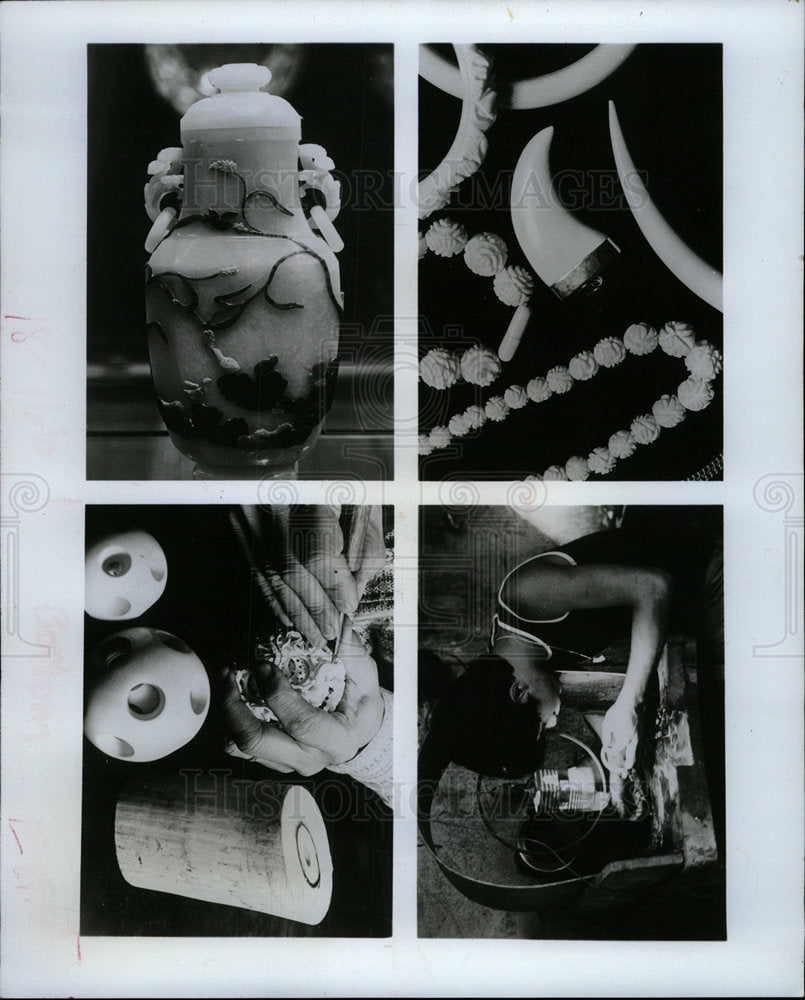 Press Photo Art/Jewelry Carved From Ivory - Historic Images