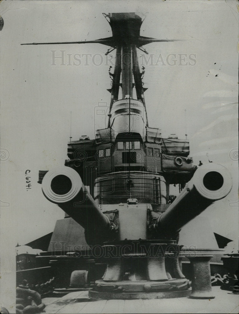 Press Photo British Fighting Ship Guns - Historic Images