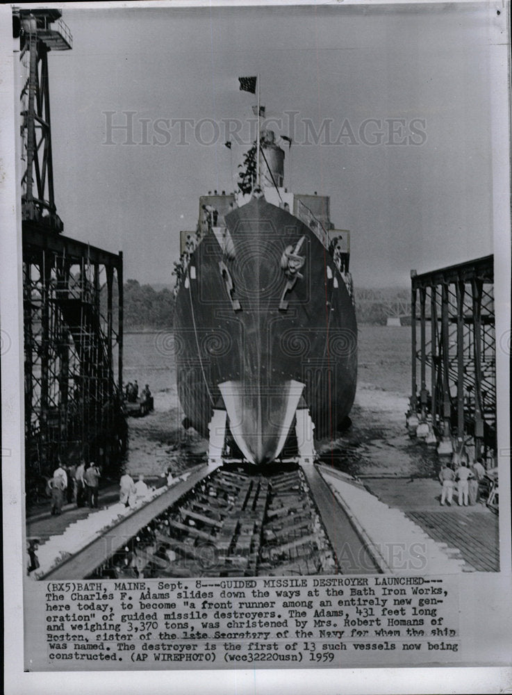 1959 Press Photo Guided Missile Destroyer Adams - Historic Images