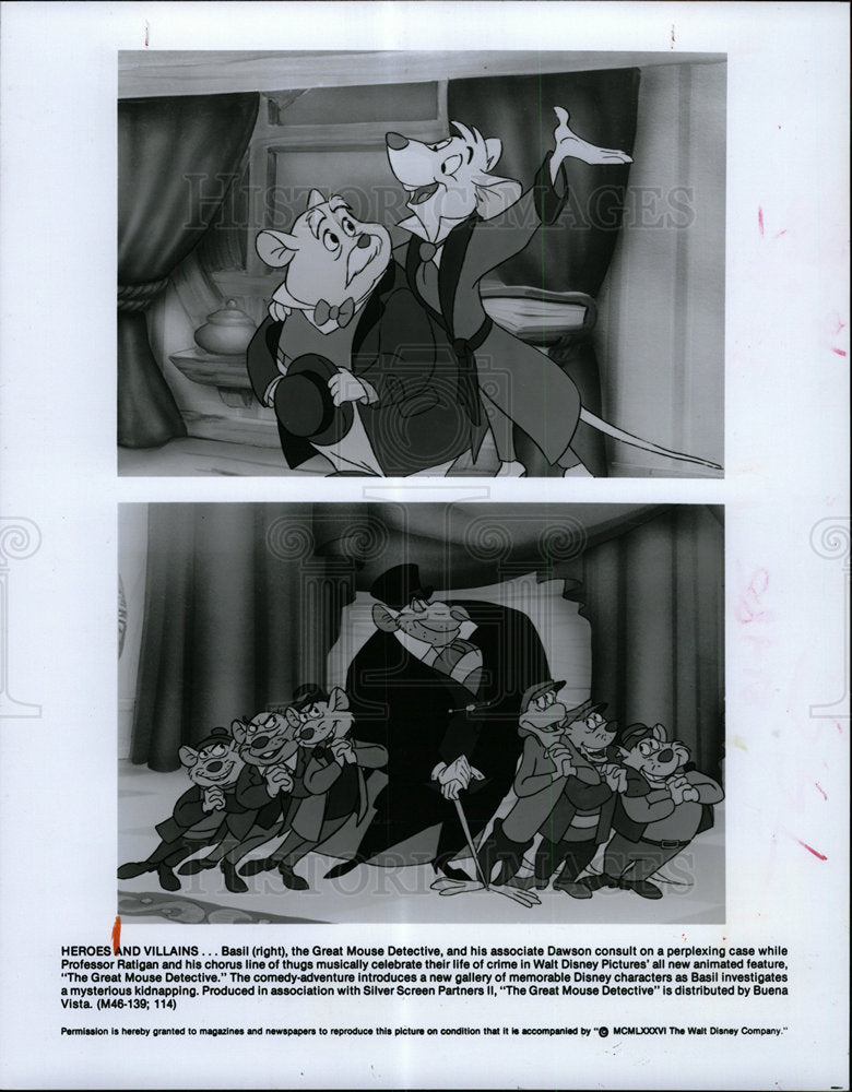 1986 Press Photo Great Mouse Detective Walt Disney Film - Historic Images