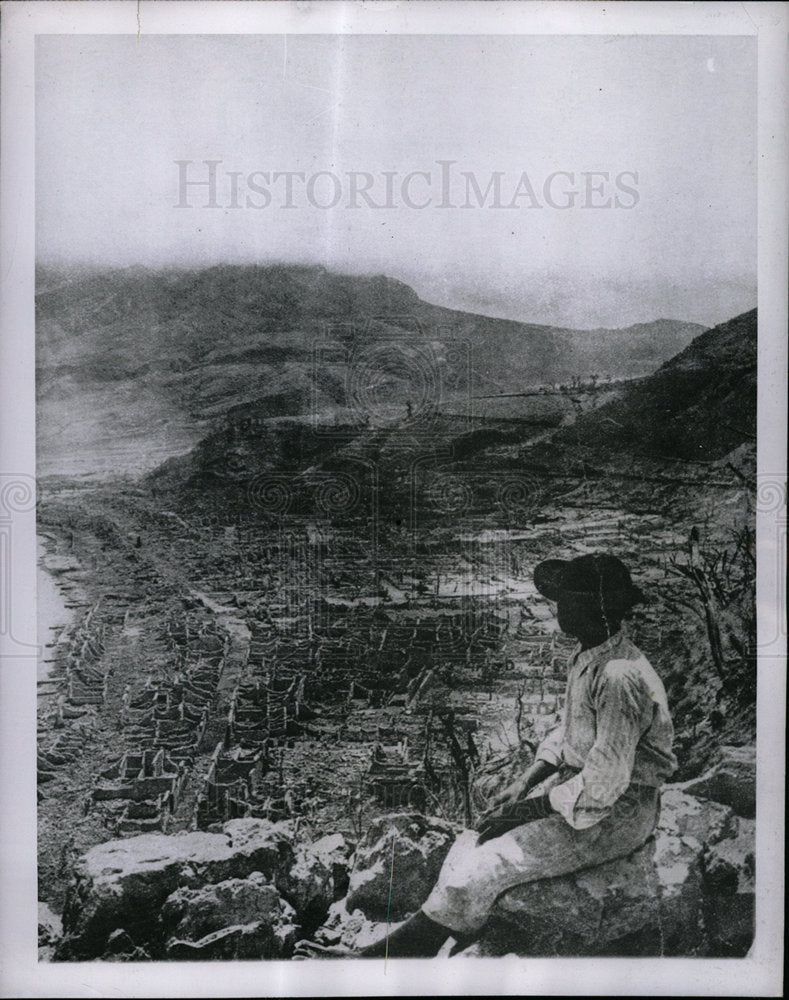 1952 Press Photo Mt Pelee Volcano Eruption St. Pierre - Historic Images