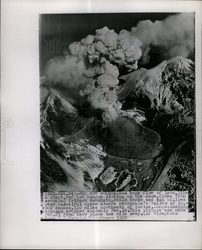 1953 Press Photo Ret Hot Mountain Volcanoes - Historic Images