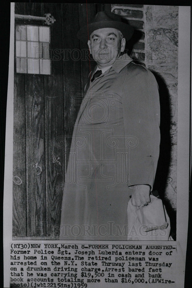 1959 Press Photo Sgt Joseph Luberda Drunken Driving - Historic Images