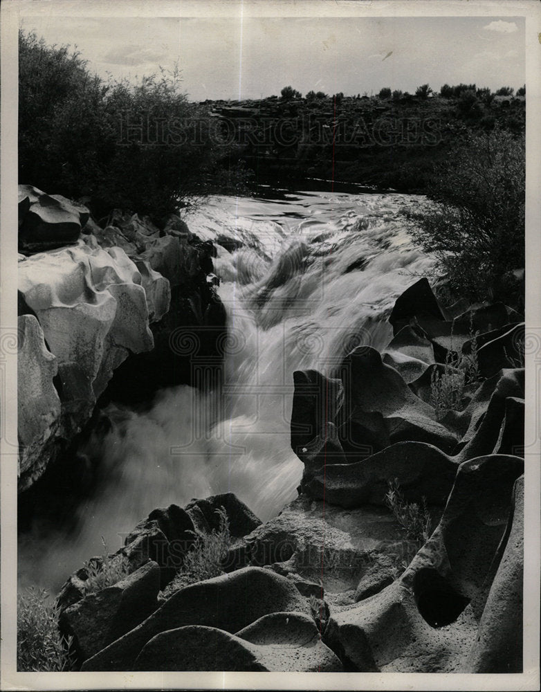 1947 Press Photo Weird rock Wood River Idaho Vacation - Historic Images