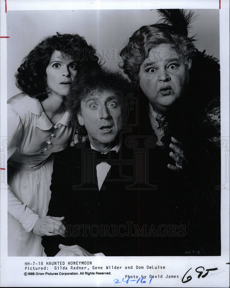 1986 Press Photo Gilda Rander Gene Wilder Dom DeLuise - Historic Images