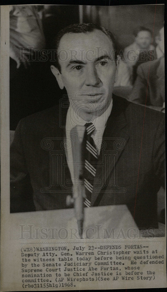 1968 Press Photo Deputy Atty General Warren Christopher - Historic Images