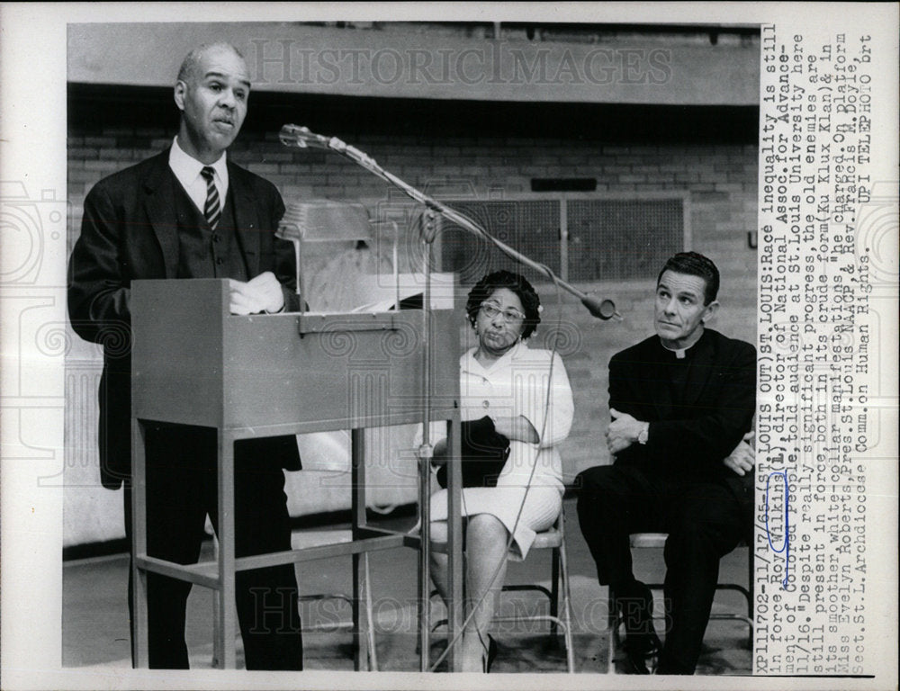 1965 Press Photo St Louis Race inequality Roy Wilkins - Historic Images