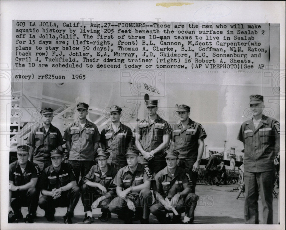 1965 Press Photo Sealab 2 Crew La Jolla California - Historic Images