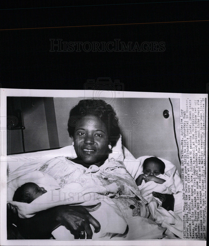 1963 Press Photo Mrs.Autherine Lucy Foster Twins Mother - Historic Images