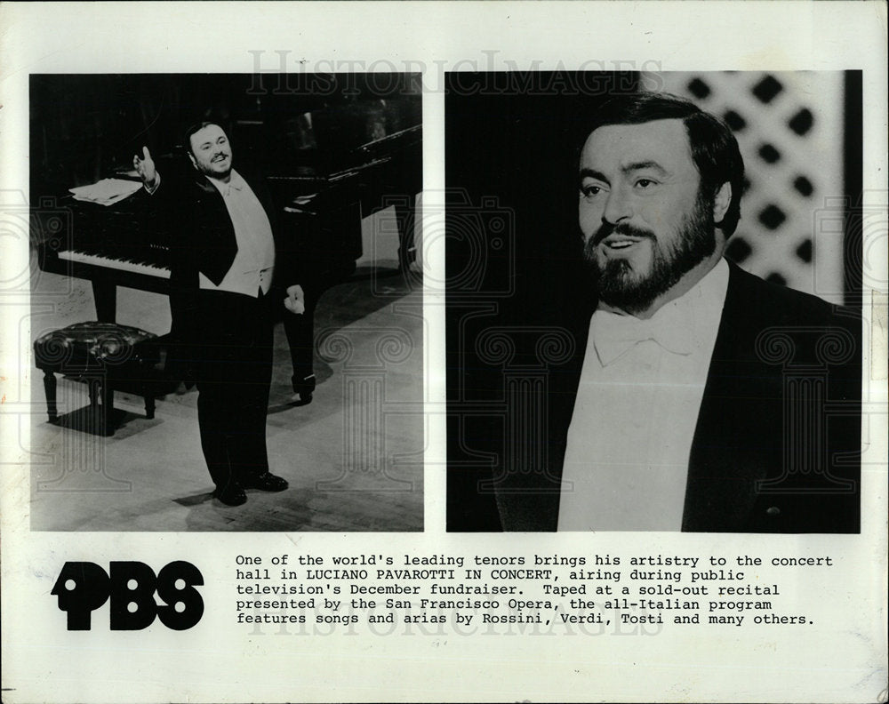 1983 Press Photo Luciano Pavarotti Singer Opera Tenor - Historic Images