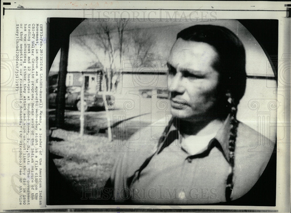 1973 Press Photo Russell Means American Indian Movement - Historic Images