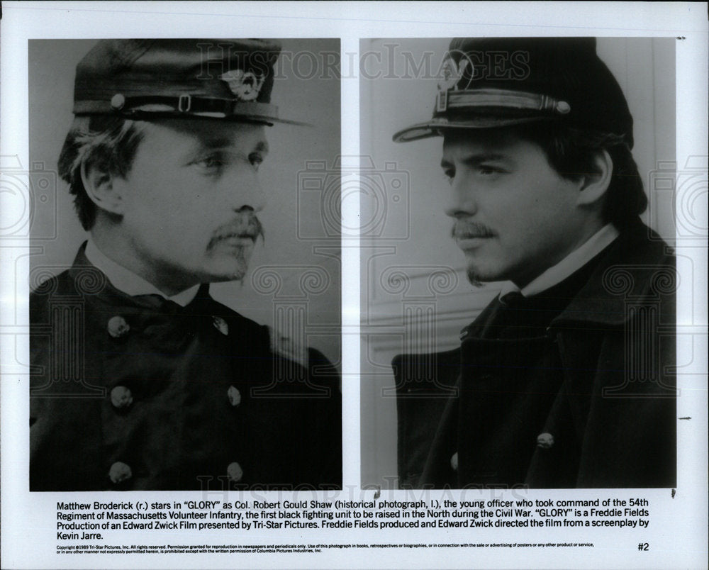 1990 Press Photo Matthew Broderick Robert Gould Shaw - Historic Images