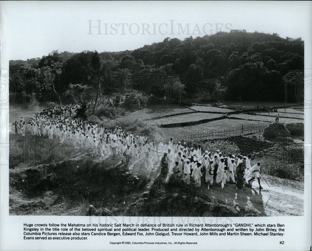 1982 Press Photo Richard Arrenbroungh Gandhi Salt March - Historic Images