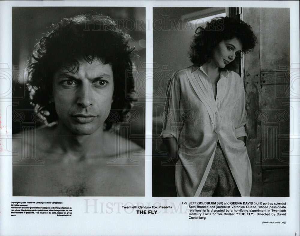 Press photo Jeff Goldblum Genna Davis Veronica Quaife - Historic Images