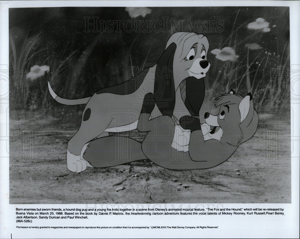 Press Photo Walt Disney Fox Hound sworn scene animated - Historic Images