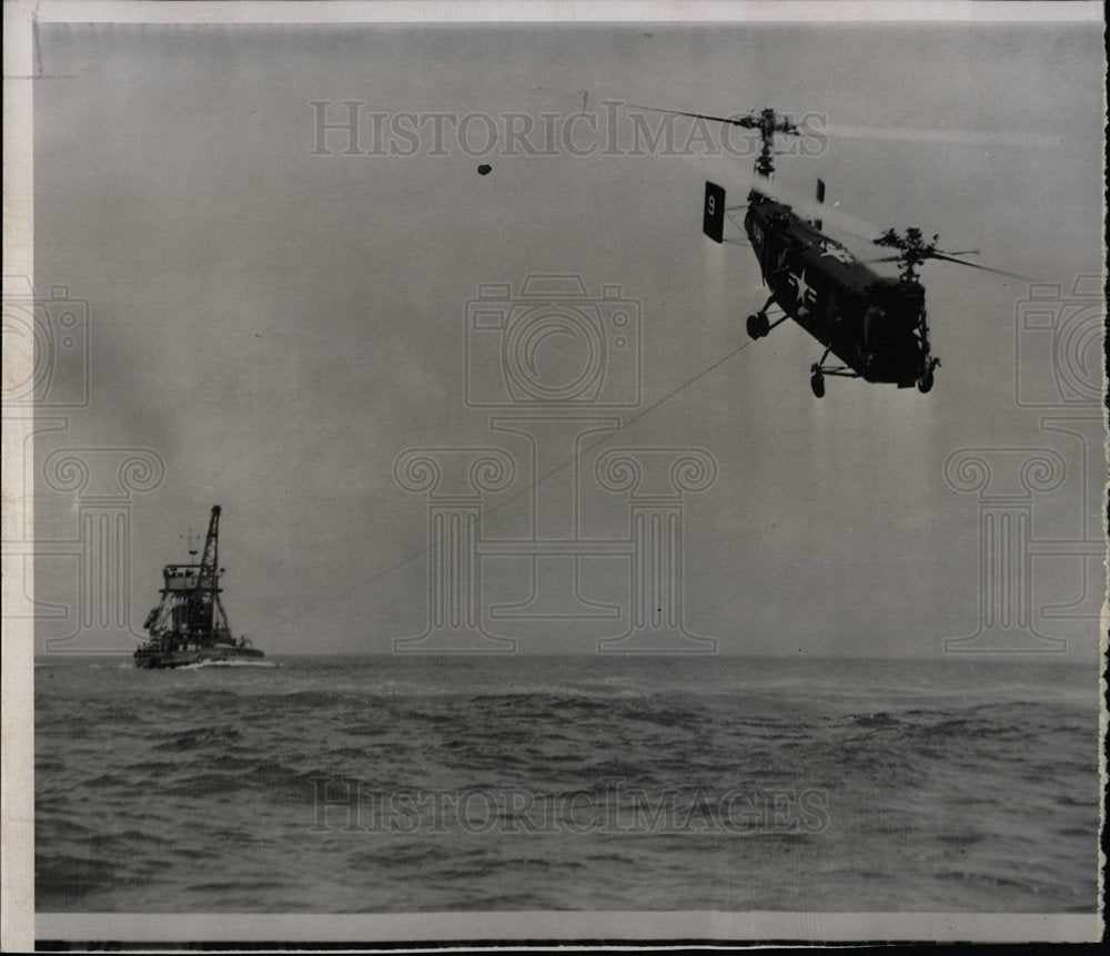 1956 Navy HSL-1 Helicopter Tows Derrick - Historic Images