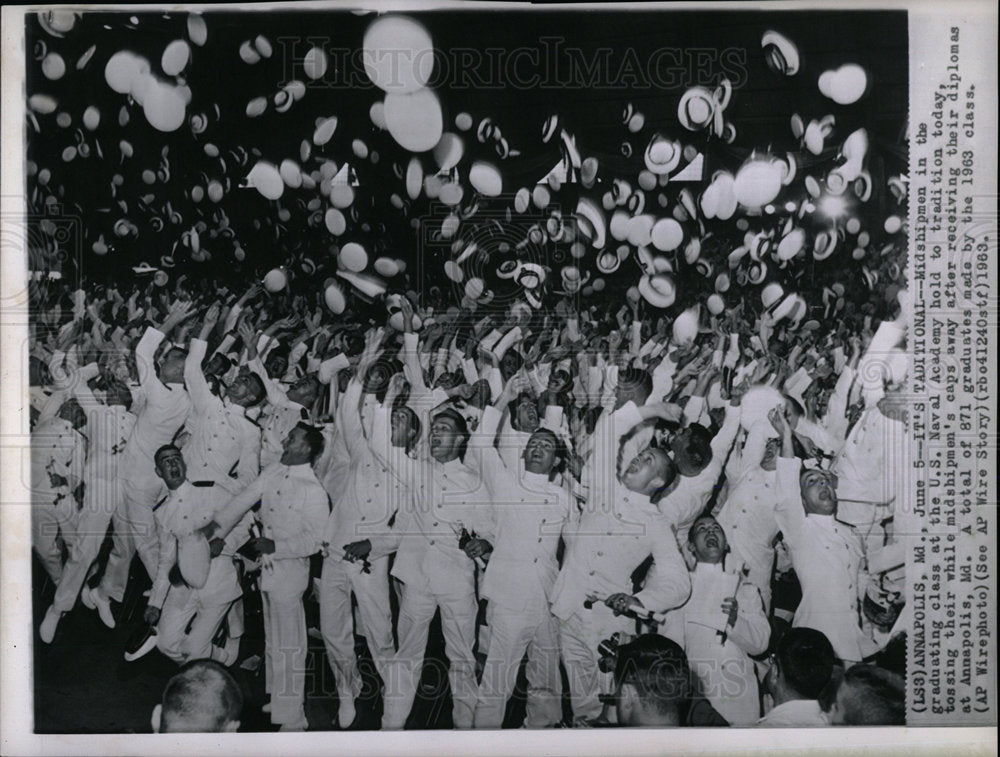 1963 Press Photo Midshipmen US Naval Academy  Graduate - Historic Images