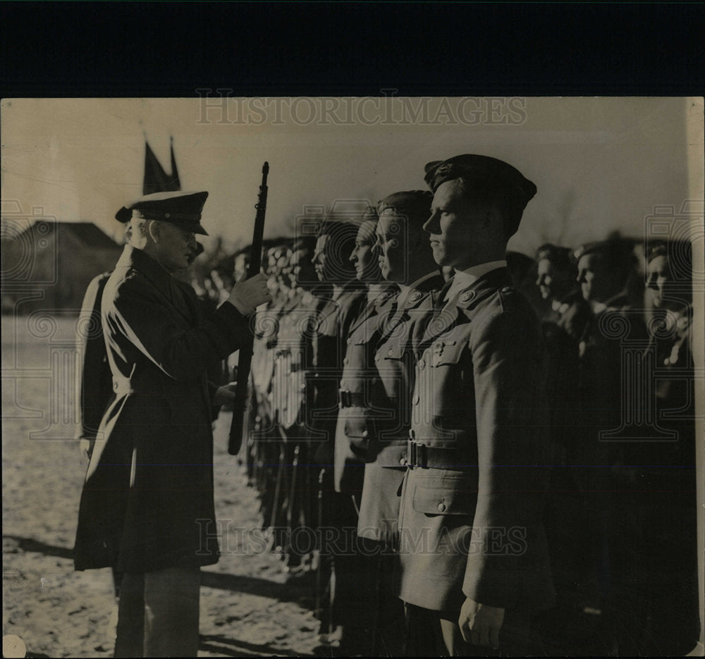 1938 Press Photo Inspection of R.O.T.C. Units In Denver - Historic Images