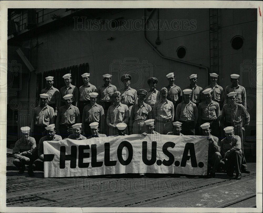 1953 Press Photo US Carrier Princeton Crewmen - Historic Images