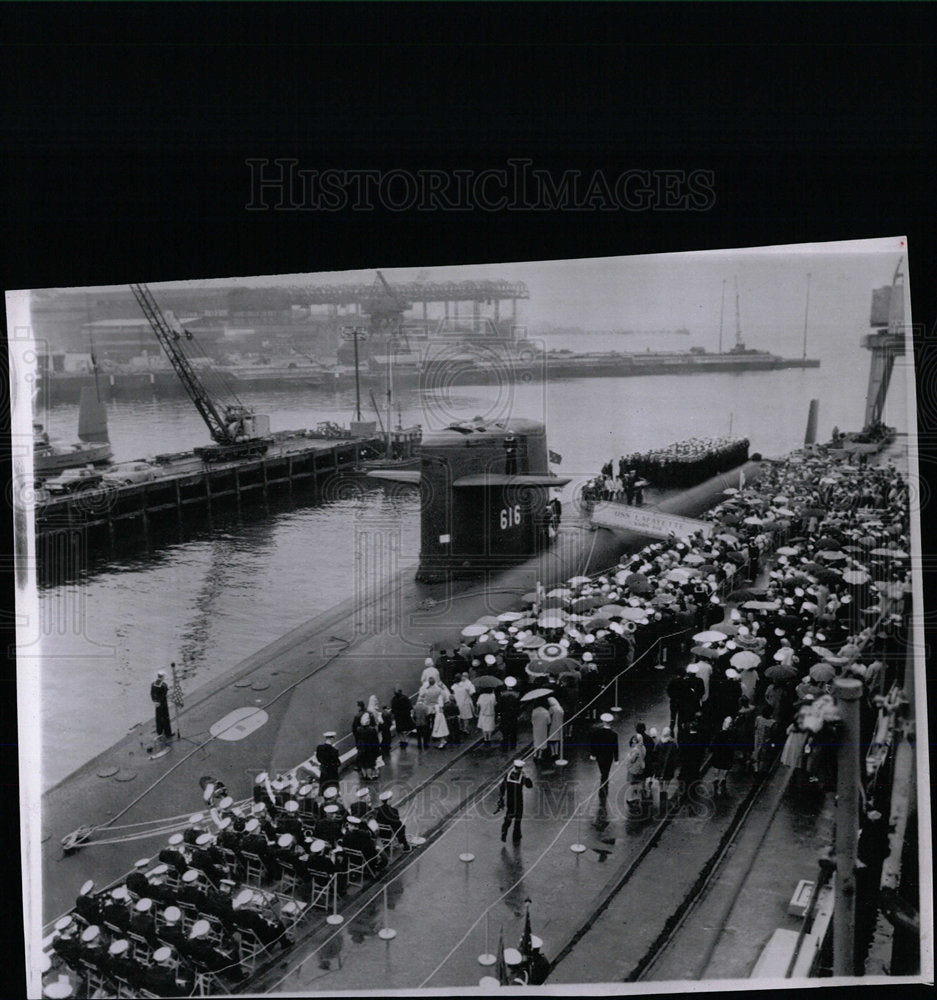 1963 Press Photo Lafayette U.S. Navy Submarine Docked - Historic Images