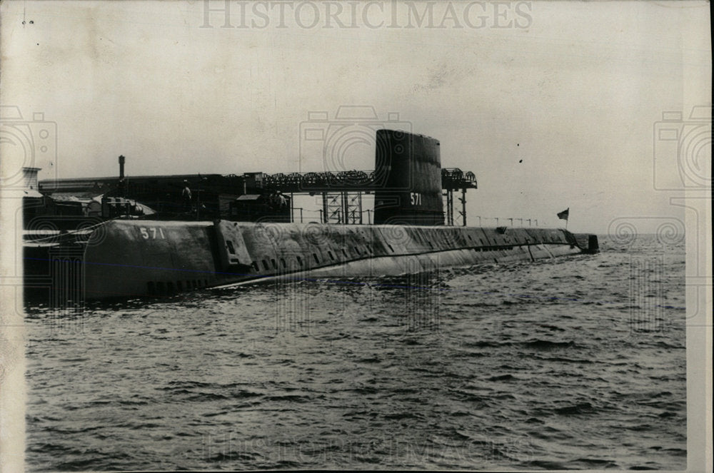 1955 Press Photo NAVY SUBMARINE NAUTILUS GROTON - Historic Images