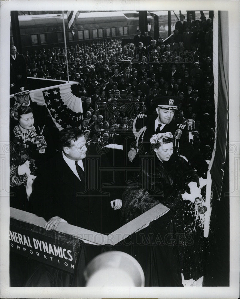 1970 Copy Photo of 1954 Nautilus Submarine Christening - Historic Images